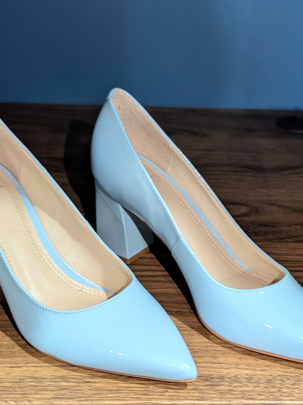 Marc Fisher Classic Pointed Toe Block Heel Pumps - Light Blue